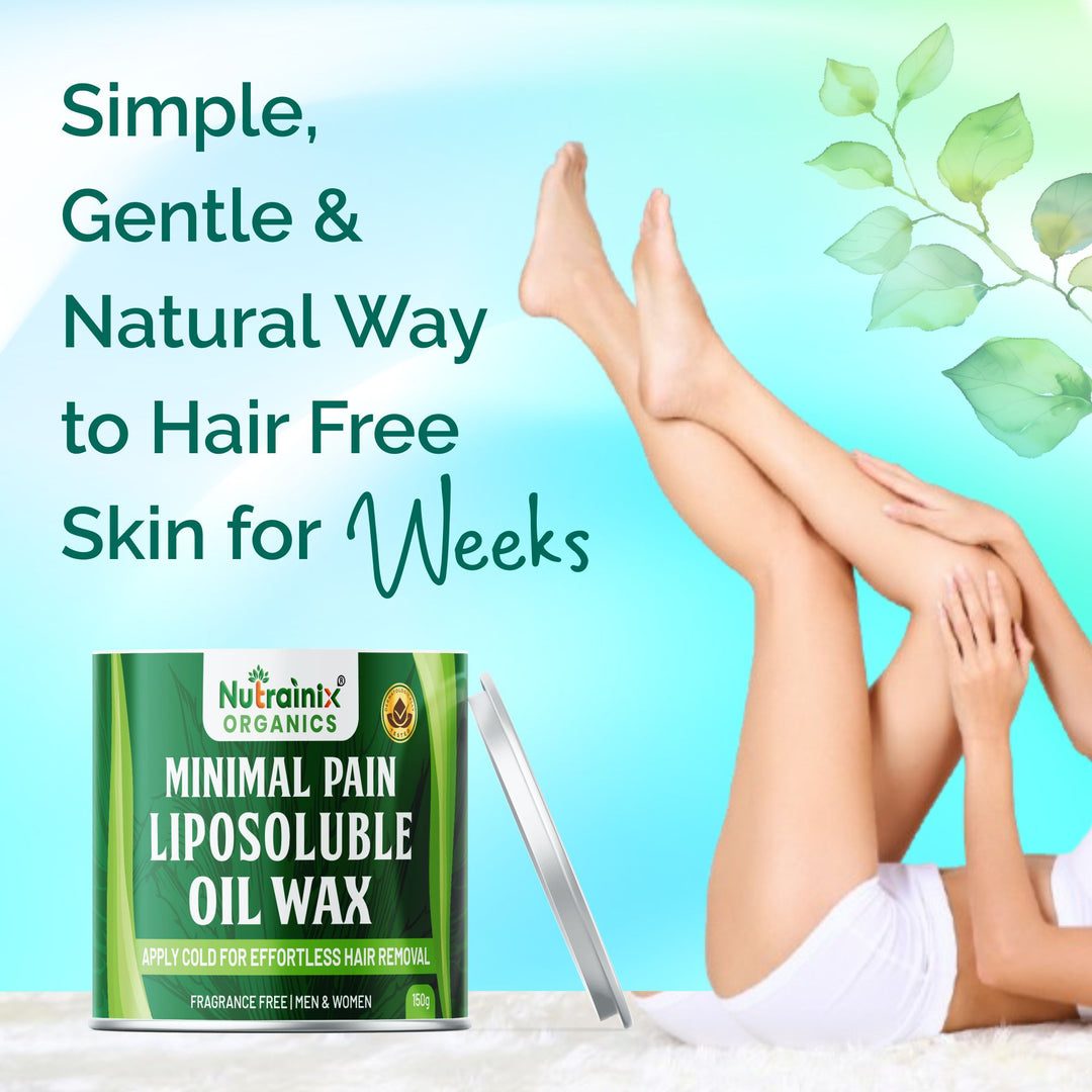 Nutrainix Organics Minimal Pain Liposoluble Oil Wax - Apply Cold For Effortless Hair Removal - 150 gm