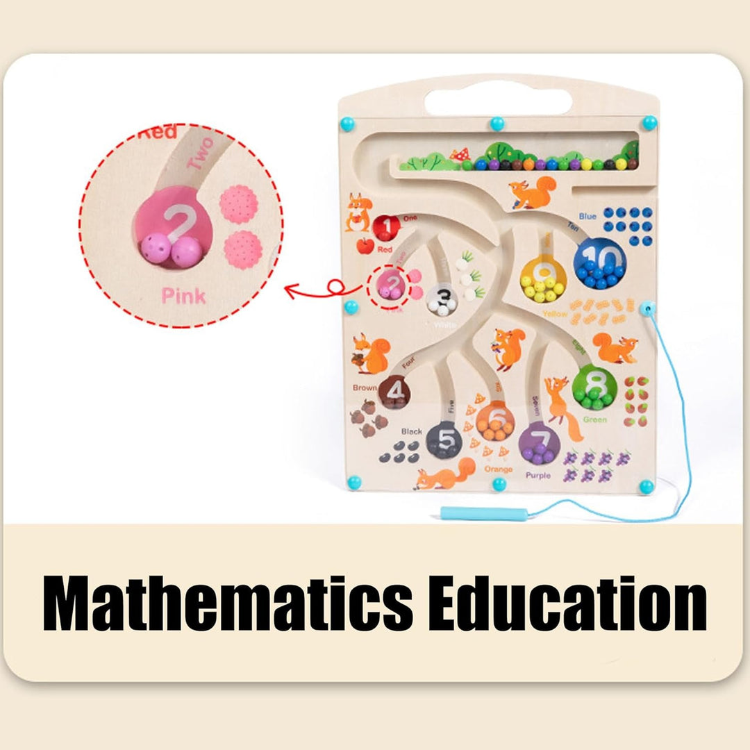 Wudly Wooden Magnetic Colour & Number Sorting Maze Board