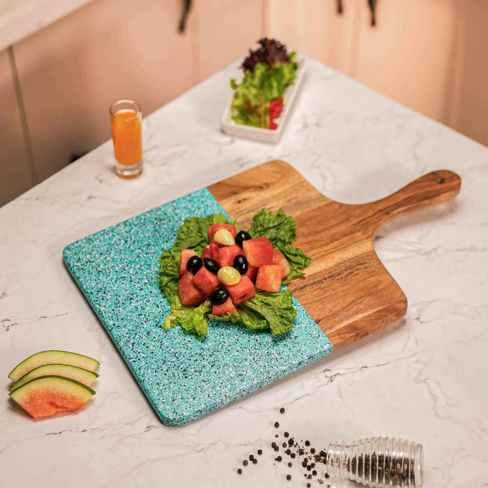 Ireka Homes AquaDeck Acacia Wood Chopping Board - Handmade, Sustainable, Cut-Resistant - AquaSpot Texture - Perfect for Vegetables, Meat, Cheese & Serving
