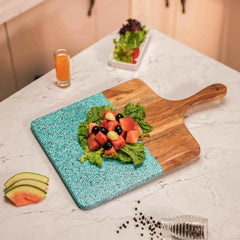 Ireka Homes AquaDeck Acacia Wood Chopping Board - Handmade, Sustainable, Cut-Resistant - AquaSpot Texture - Perfect for Vegetables, Meat, Cheese & Serving