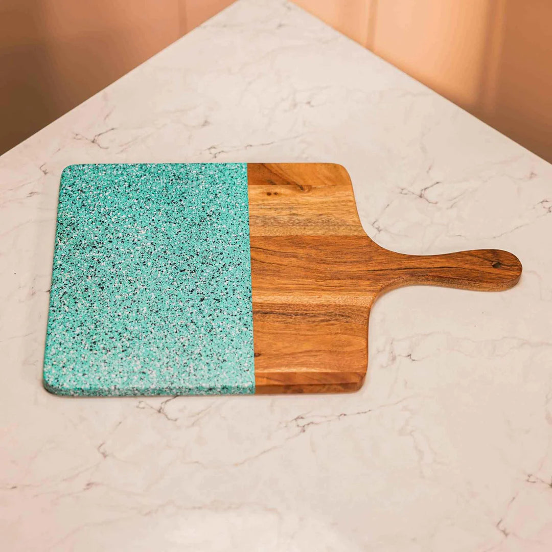 Ireka Homes AquaDeck Acacia Wood Chopping Board - Handmade, Sustainable, Cut-Resistant - AquaSpot Texture - Perfect for Vegetables, Meat, Cheese & Serving