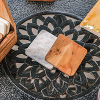 Ireka Homes CarryEase Coaster Set – Acacia Wood & Marble – Ideal for Coffee Tables, Desks, & Gifting