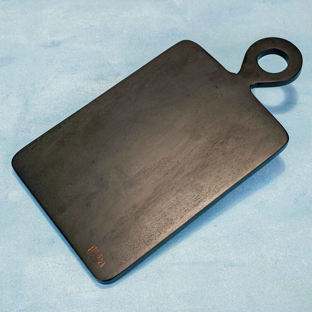 Ireka Homes Dusk Acacia Wood Chopping Board - Handmade, Sustainable, Cut-Resistant - Black Deco Finish - Perfect for Vegetables, Meat, Cheese & Serving