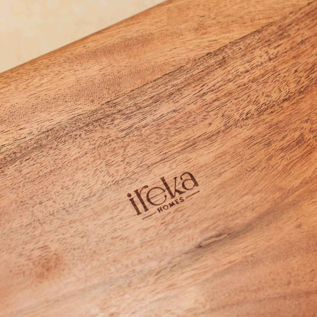 Ireka Homes Multi-Purpose Oh Deer Serving Platter - Premium Acacia Wood Platter - Decorative Kitchen Platter for Serving Food, Drinks, Coffee, and Cheese (12x6 inches)