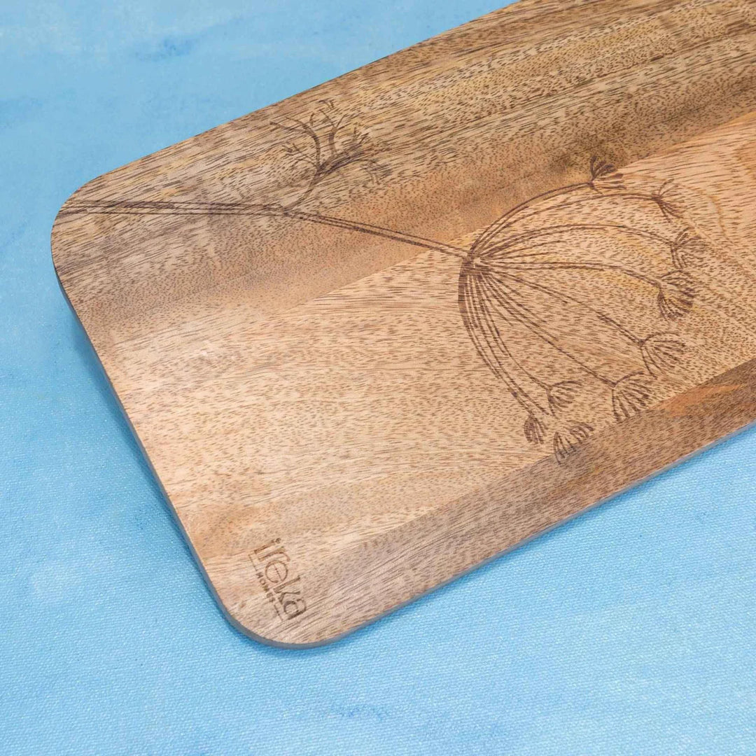 Ireka Homes Cutopia Mango Wood Chopping Board - Handmade, Sustainable, Cut-Resistant - Laser Etching - Perfect for Vegetables, Meat, Cheese & Serving