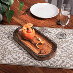 Ireka Homes Multi-Purpose Oh Deer Serving Platter - Premium Acacia Wood Platter - Decorative Kitchen Platter for Serving Food, Drinks, Coffee, and Cheese (12x6 inches)