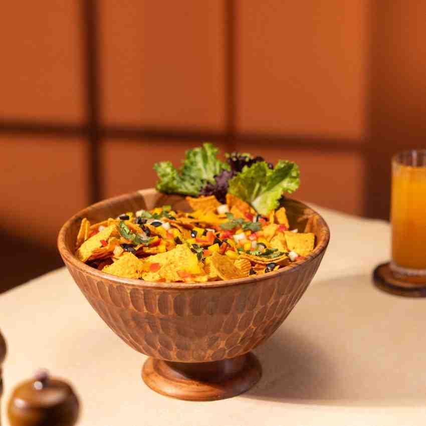 Ireka Homes Handcrafted Amruth Serving Bowls - Multipurpose Acacia Wood Bowls - Durable Bowls for Serving Food, Snacks, and Desserts (12 inches)