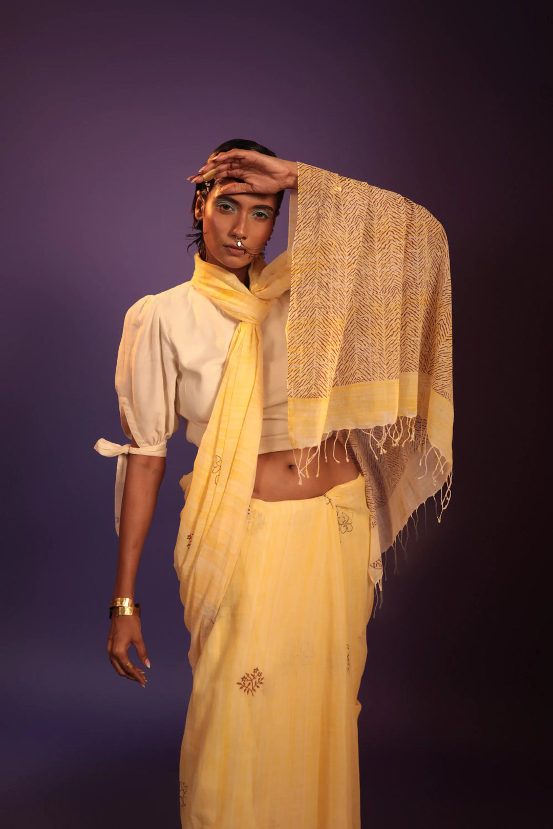 Lodhi Garden Yellow Handloom Organic Cotton Saree