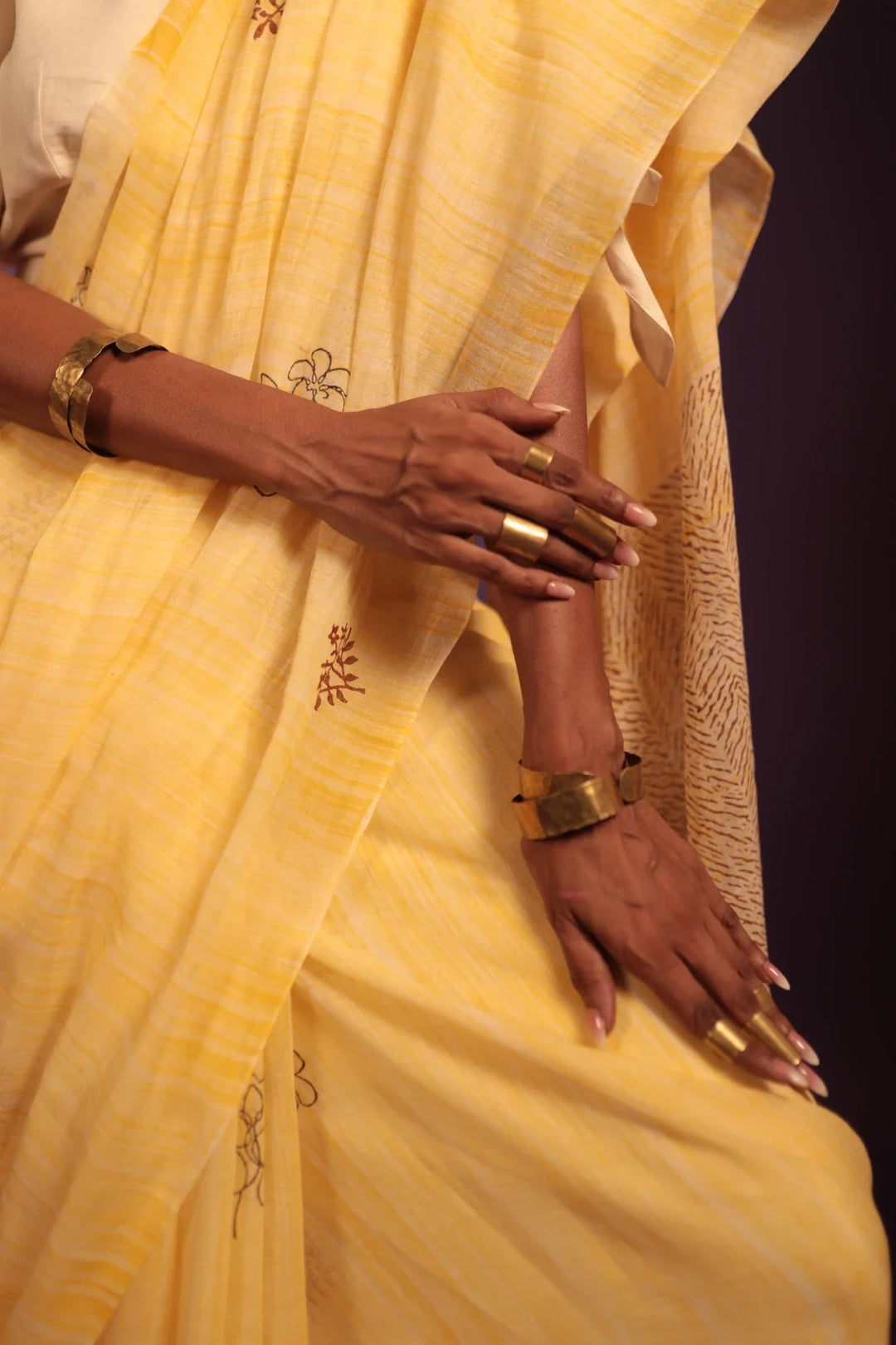 Lodhi Garden Yellow Handloom Organic Cotton Saree