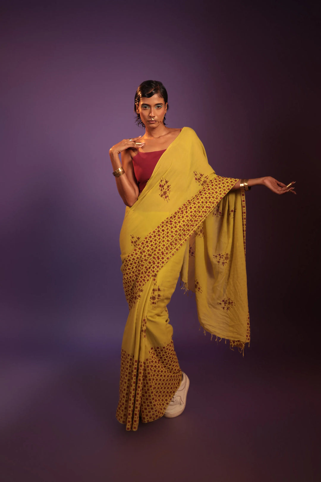 Circuit Board and Cipher Handloom Organic Cotton Saree