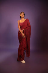 Portuguese Wine Spill Handloom Organic Cotton Saree
