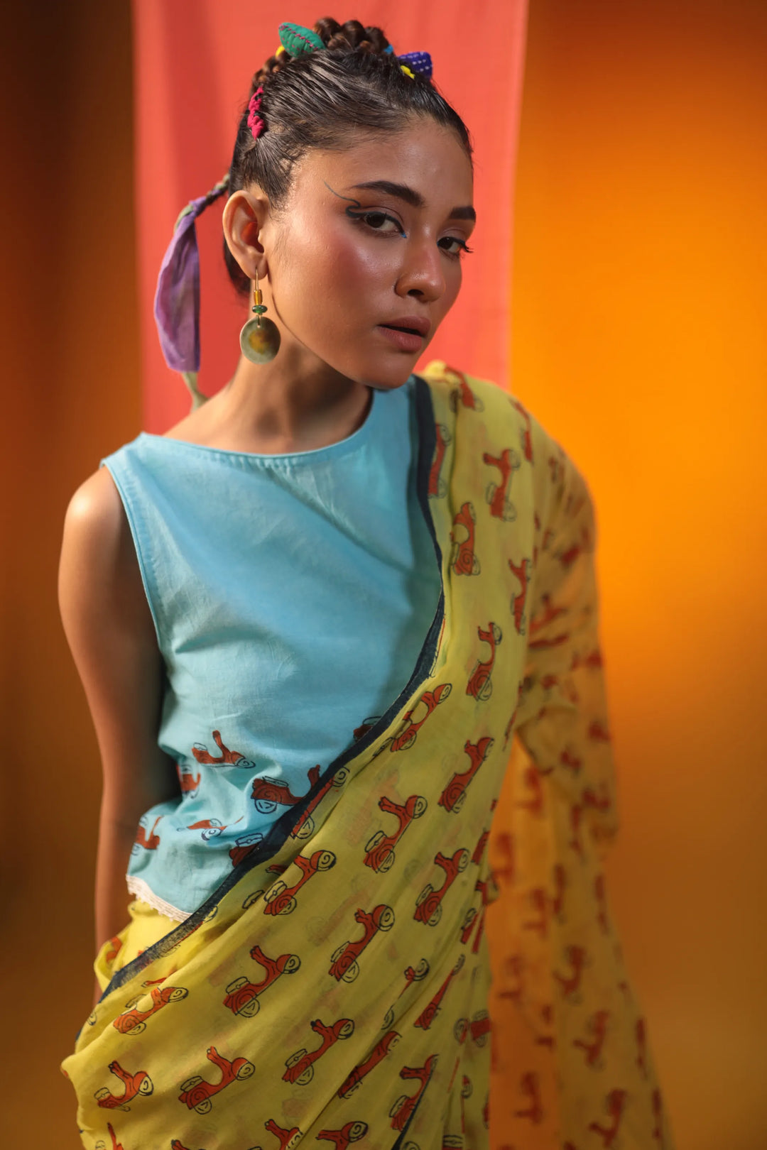 Scooting Through Italy Handloom Organic Cotton Saree