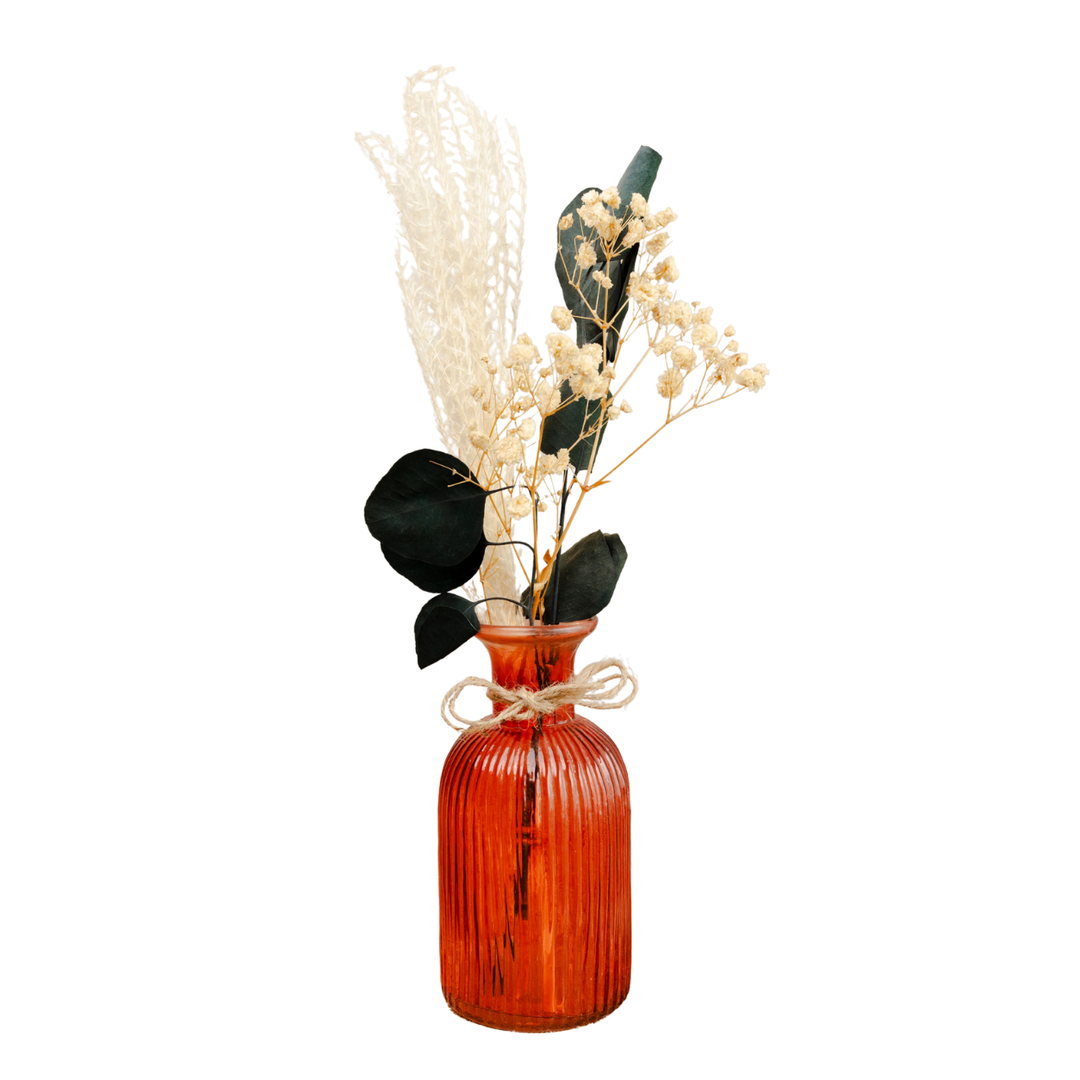 Amber Haven Large Glass Vase with Dried Flowers | Elegant Home Décor