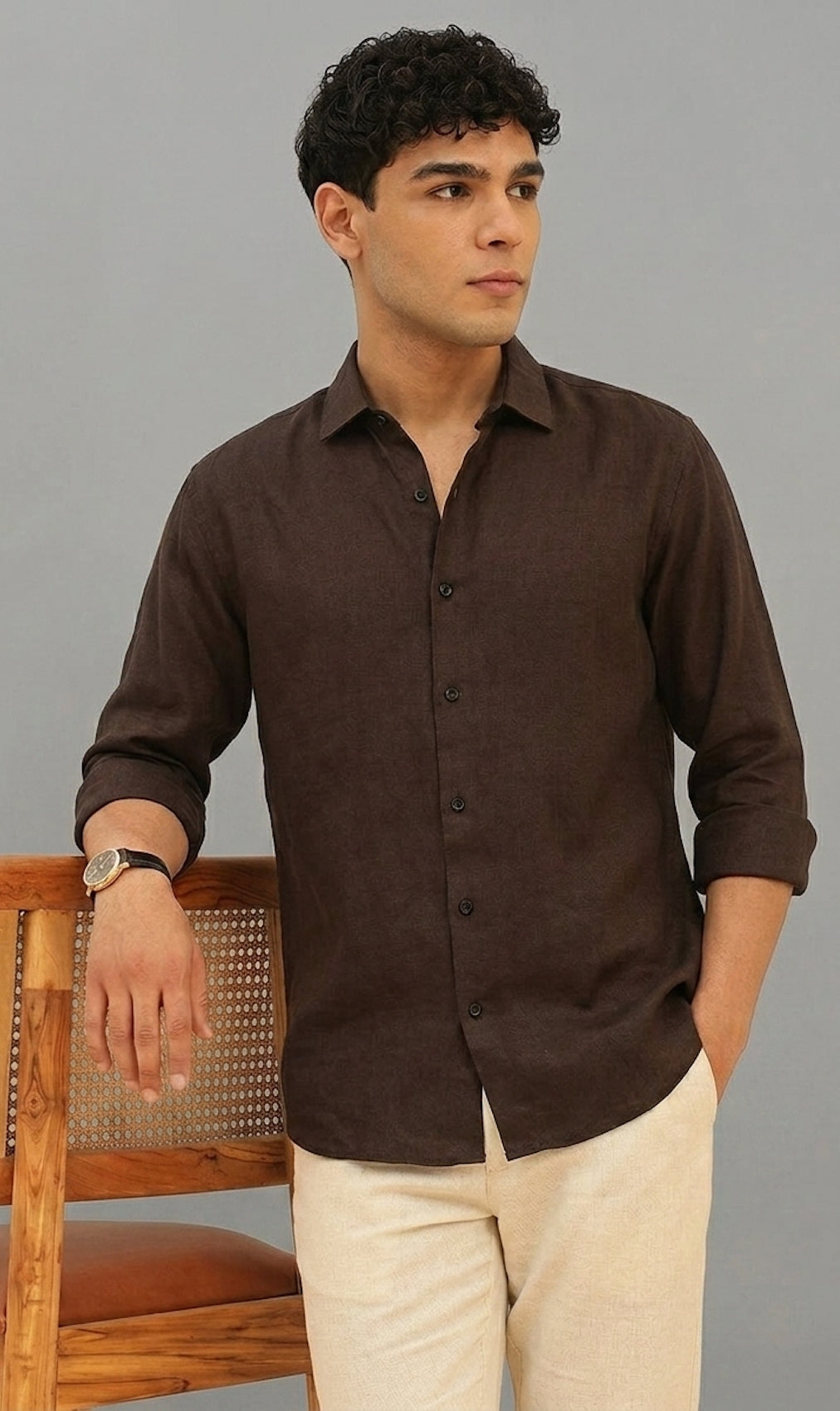 Cocoa Brown Linen Shirt