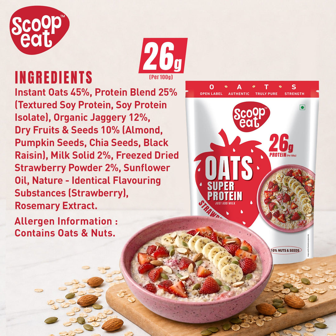 Scoopeat Assorted Oats pack of 2 -  26g Super High Protein Strawberry Oats
