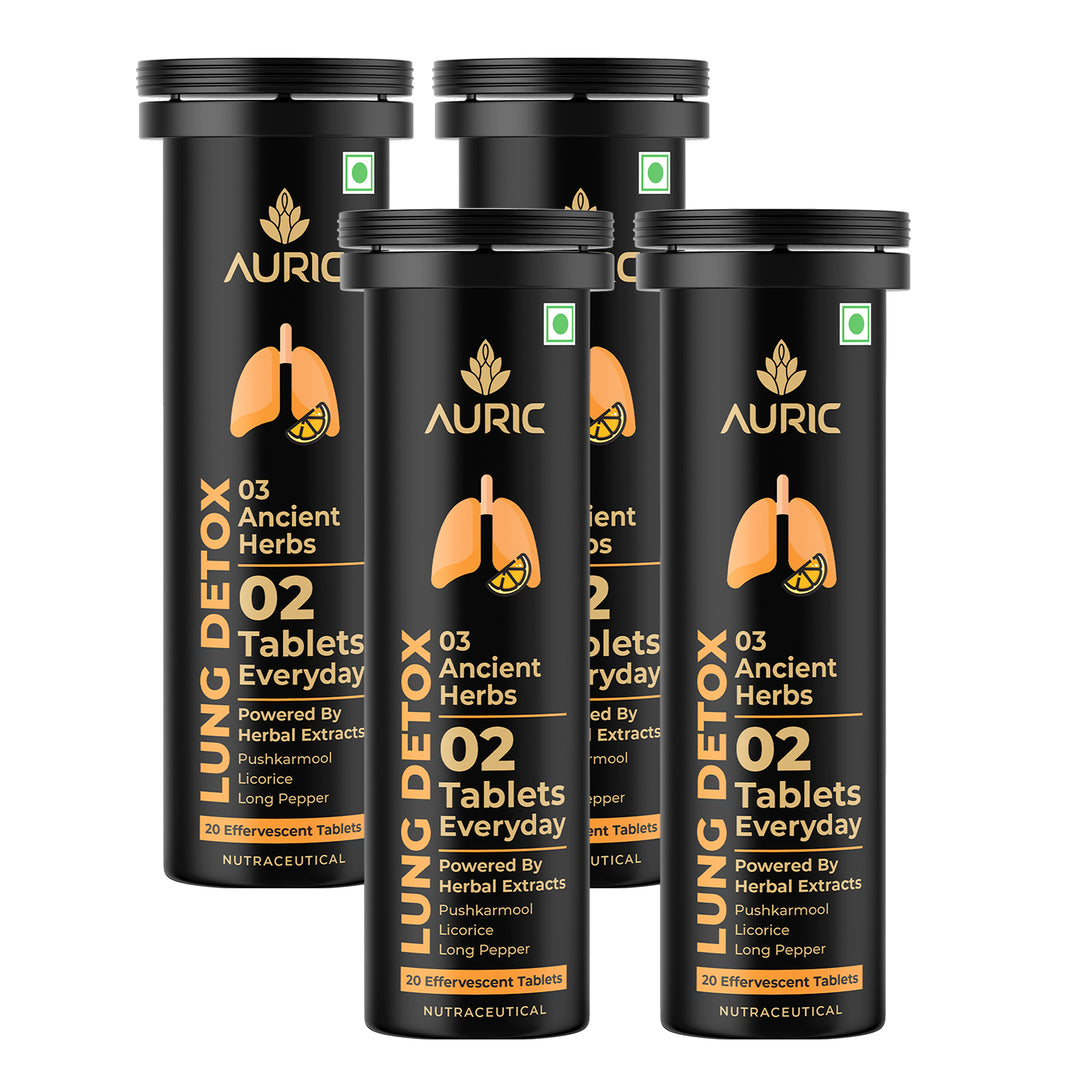 Auric Lung Detox Supplement | Natural Blend of NAC (N acetyl L cysteine), Pushkarmool, Piper Longum & Licorice Herbs Extract | Resp 365