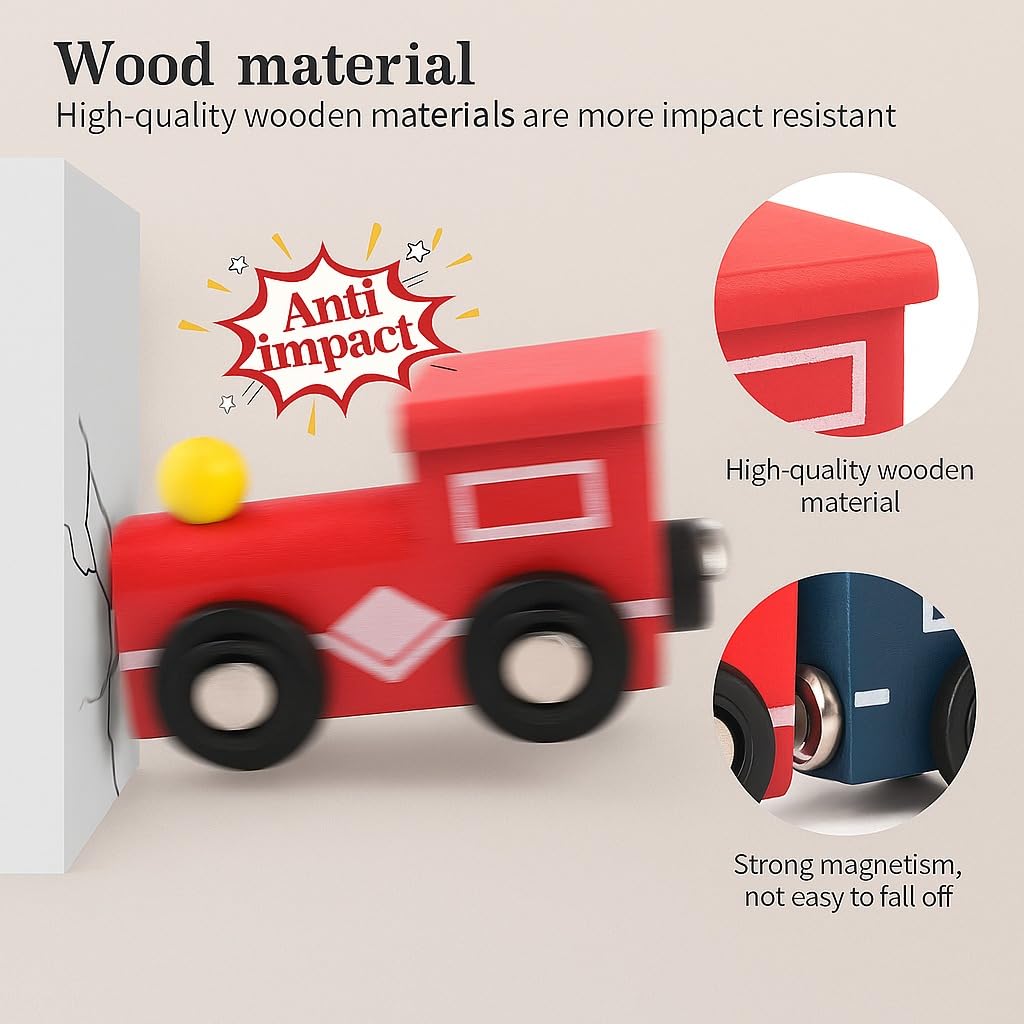 Wudly Wooden Little Magnetic Train Set (1 Random Set)
