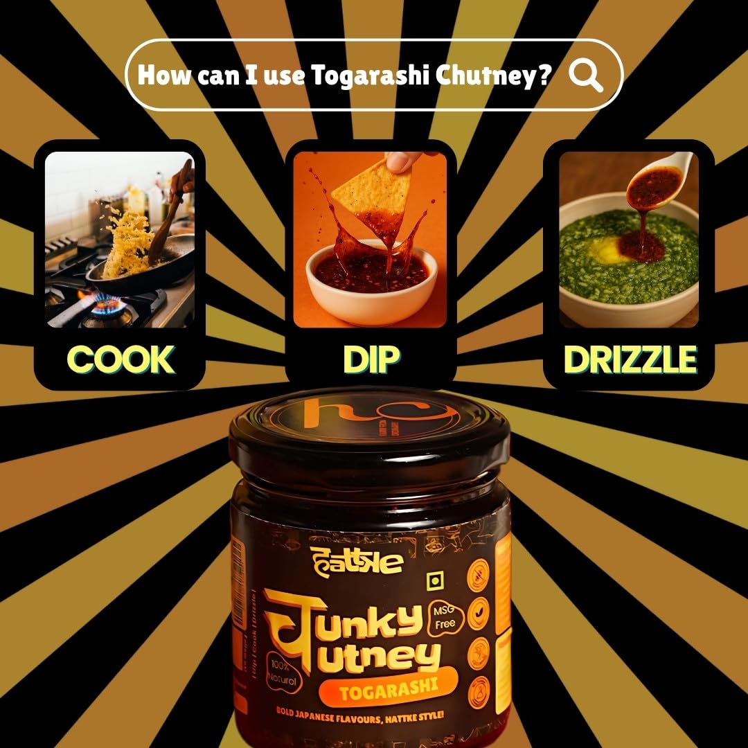 Hattke Chunky Chutney Togarashi 175gm | Used In Japanese Food, Ramen, Soups, Noodles, Rice Cakes, Vegetable Masala, Sauces | 7 Spice Mix (Nanami/Schichimi Togarashi) | Japanese seasoning mix