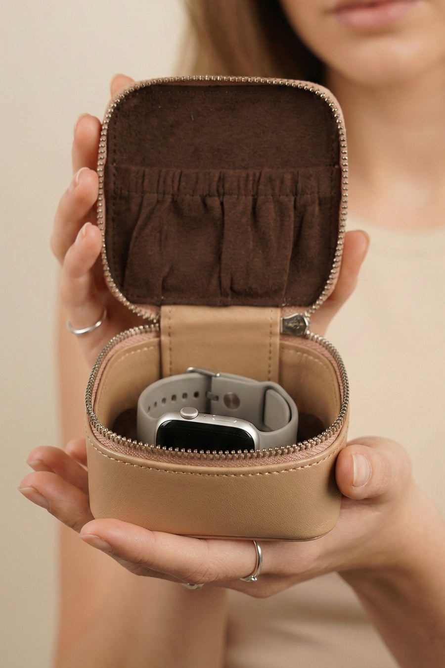 Vegan Leather Jewellery Case Square