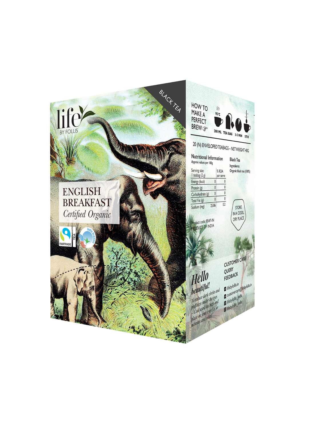 Life By Follis English Breakfast Black Tea | Natural Immunity Boosting Organic Tea Leaves | Organic Black Tea - 20 Tea Bags