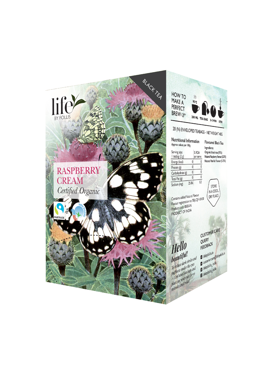 Life By Follis Raspberry Cream Black Tea | Natural Immunity Boosting Organic Tea Leaves | Organic Black Tea - 20 Tea Bags