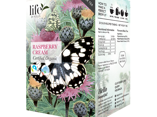 Life By Follis Raspberry Cream Black Tea | Natural Immunity Boosting Organic Tea Leaves | Organic Black Tea - 20 Tea Bags