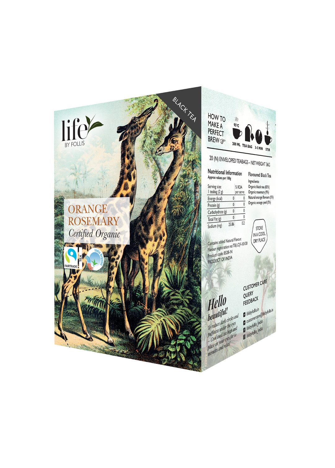 Life By Follis Orange Rosemary Black Tea | Natural Immunity Boosting Organic Tea Leaves | Organic Black Tea - 20 Tea Bags