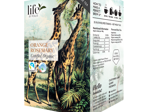 Life By Follis Orange Rosemary Black Tea | Natural Immunity Boosting Organic Tea Leaves | Organic Black Tea - 20 Tea Bags