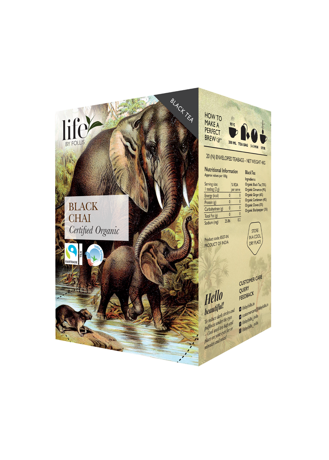 Life By Follis Chai Black Tea | Natural Immunity Boosting Organic Tea Leaves | Organic Black Tea - 20 Tea Bags