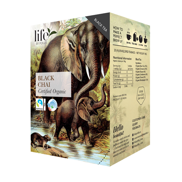 Life By Follis Chai Black Tea | Natural Immunity Boosting Organic Tea Leaves | Organic Black Tea - 20 Tea Bags