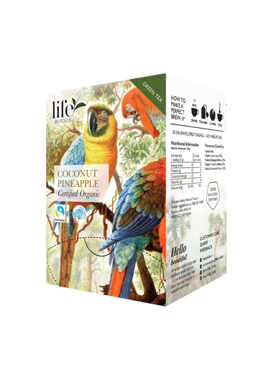 Life By Follis Coconut Pineapple Green Tea | Natural Immunity Boosting Organic Tea Leaves | Organic Black Tea - 250 g