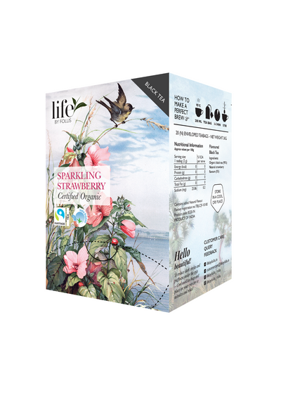 Life By Follis Sparkling Strawberry Black Tea | Natural Immunity Boosting Organic Tea Leaves | Organic Black Tea - 250 g