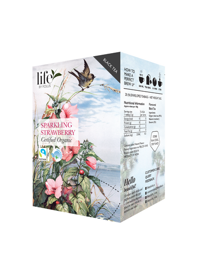 Life By Follis Sparkling Strawberry Black Tea | Natural Immunity Boosting Organic Tea Leaves | Organic Black Tea - 20 Tea Bags