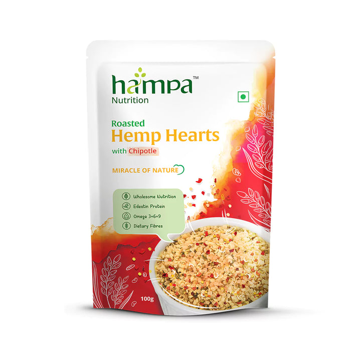 Hampa Roasted Hemp Hearts 100g - Chipotle Flavour, Spicy Plant Protein Snack
