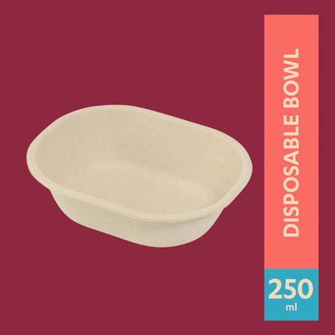 Chuk 250ml Sugarcane Bagasse Disposable Bowl - Pack of 2