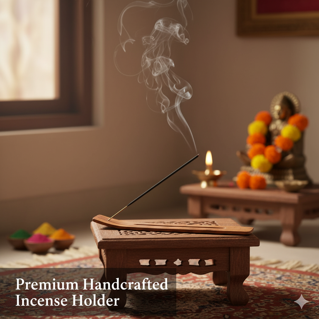KHEONI Incense Holder Agarbatti Stand (Wooden Slide)