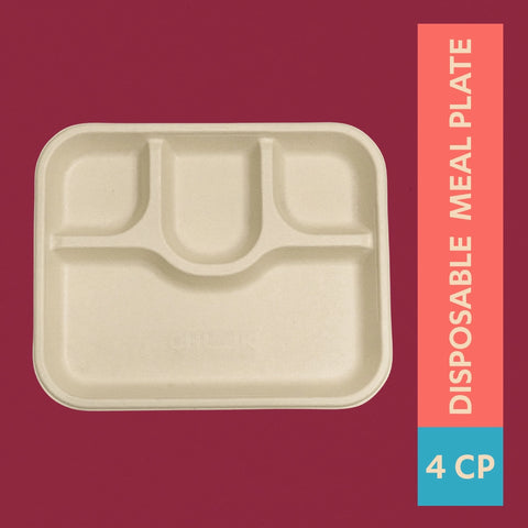 Chuk Chauka 4CP Sugarcane Bagasse Disposable Meal Plate - Pack of 2