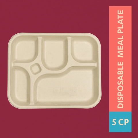 Chuk Chunky 5CP Sugarcane Bagasse Disposable Meal Plate - 25 pcs