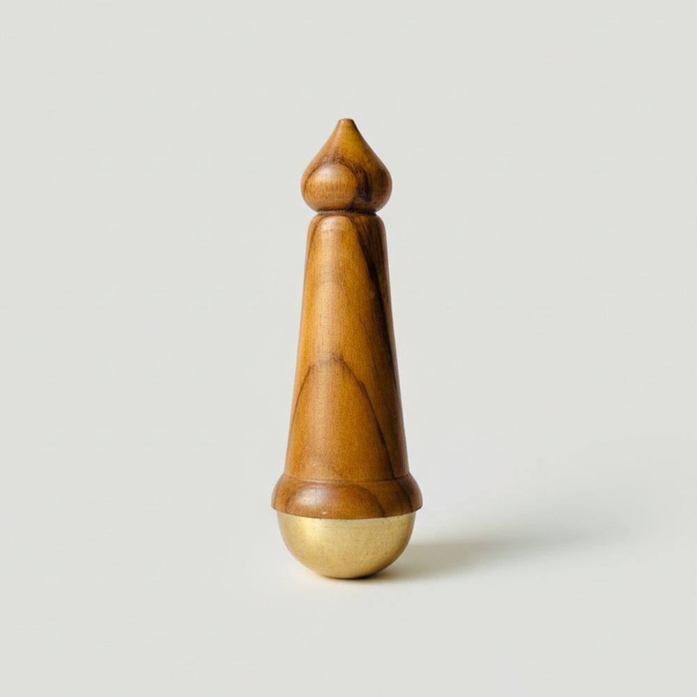 Kheoni Traditional Kansa Wand Foot Massager, Kansa Wand Capped with Teak Wooden Handle for Face Body Foot Massage and Deep Relaxation | Soothes Tired Feet Enhance Blood Circulation (5.1 CM)