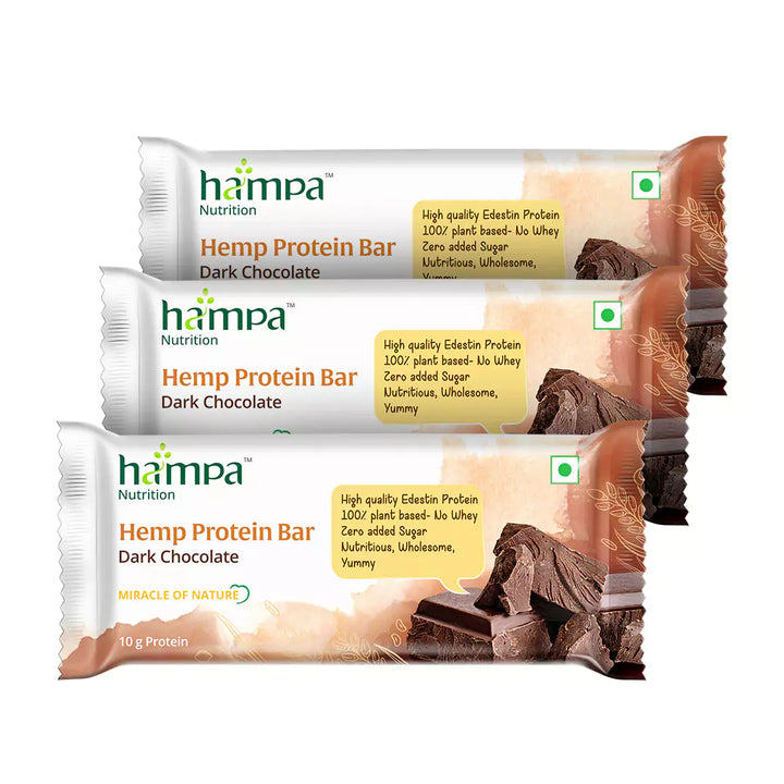Hampa Hemp Protein Bar - Dark Chocolate Flavour, Plant-Based Energy Snack
