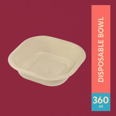 Chuk 360ml Sugarcane Bagasse Disposable Bowl - Pack of 2