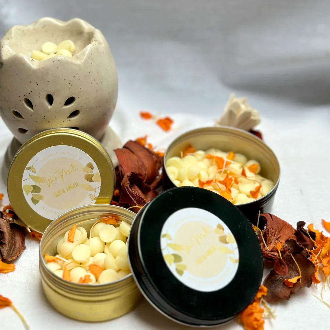 Pravaah Oud and Amber Wax Melt Beads  | Handmade in Pure Soy Wax