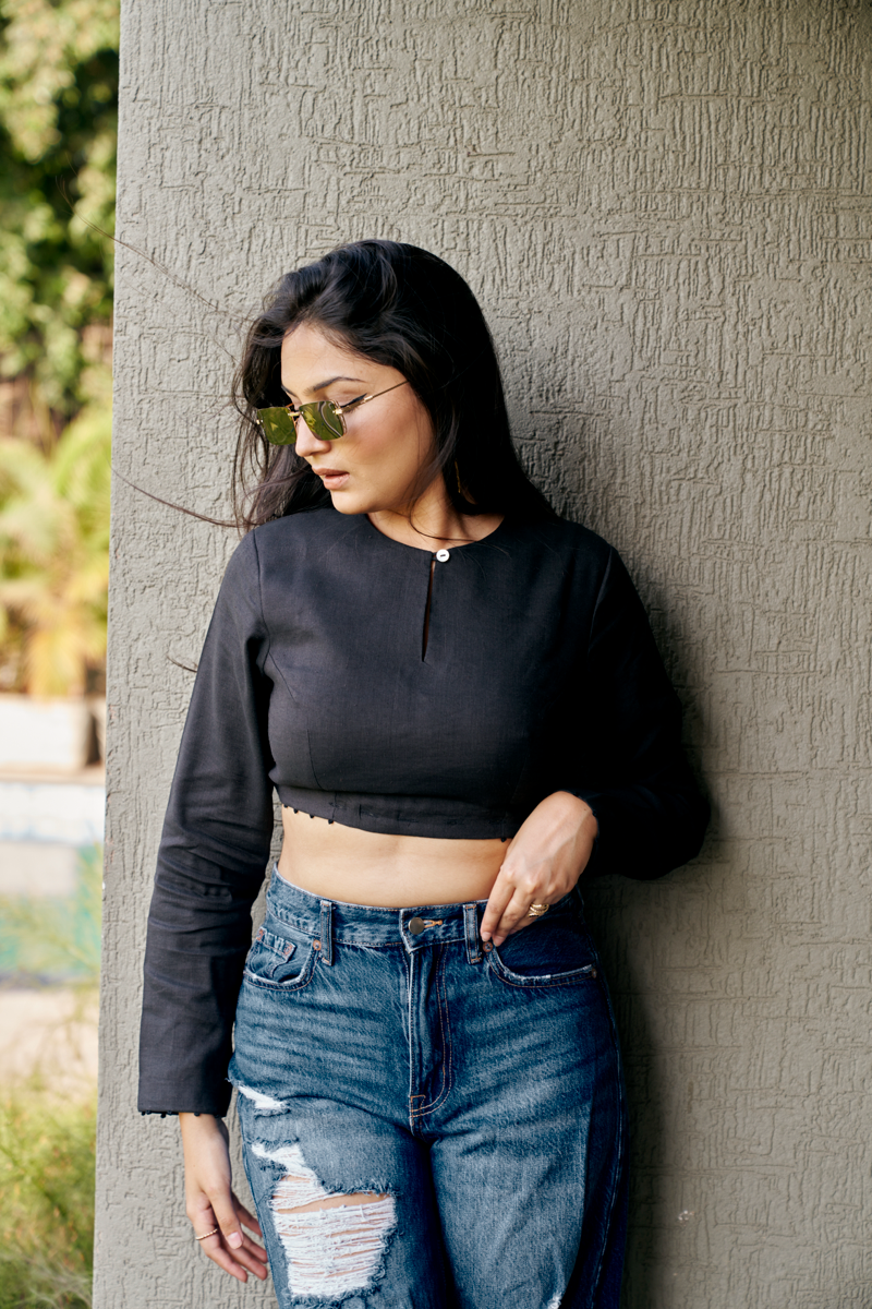 Ebony ash slate detachable dress in bamboo hemp