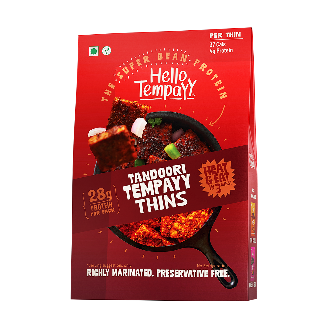 Hello Tempayy Tandoori Tempeh Thins-Protein Rich, Heat & Eat - 150 gm