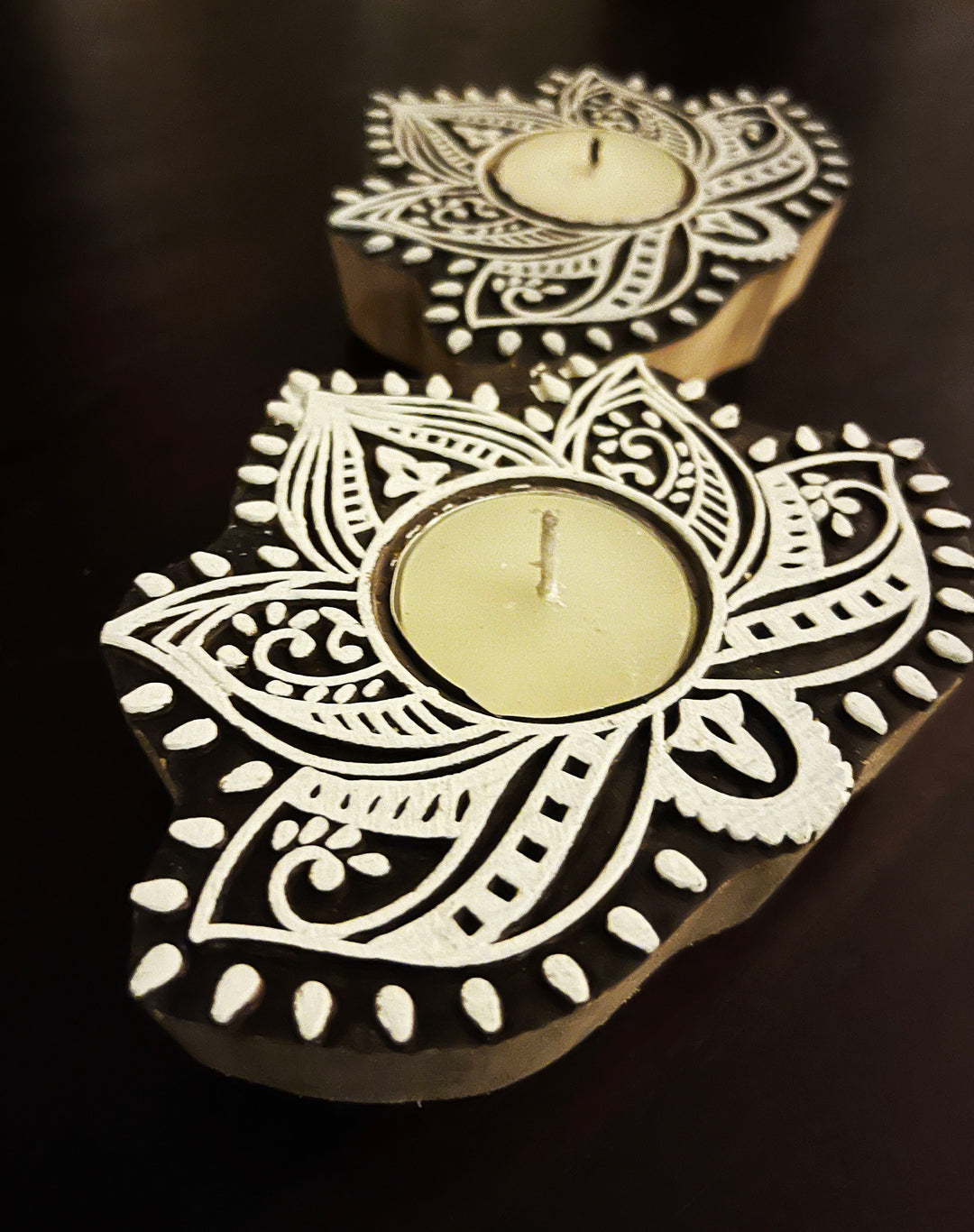 Greenfootprint Handcrafted wooden tealight holder | diya pack of 2