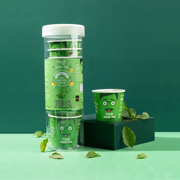 CupJi Tulsi Green Tea - Pack of 10 Cups