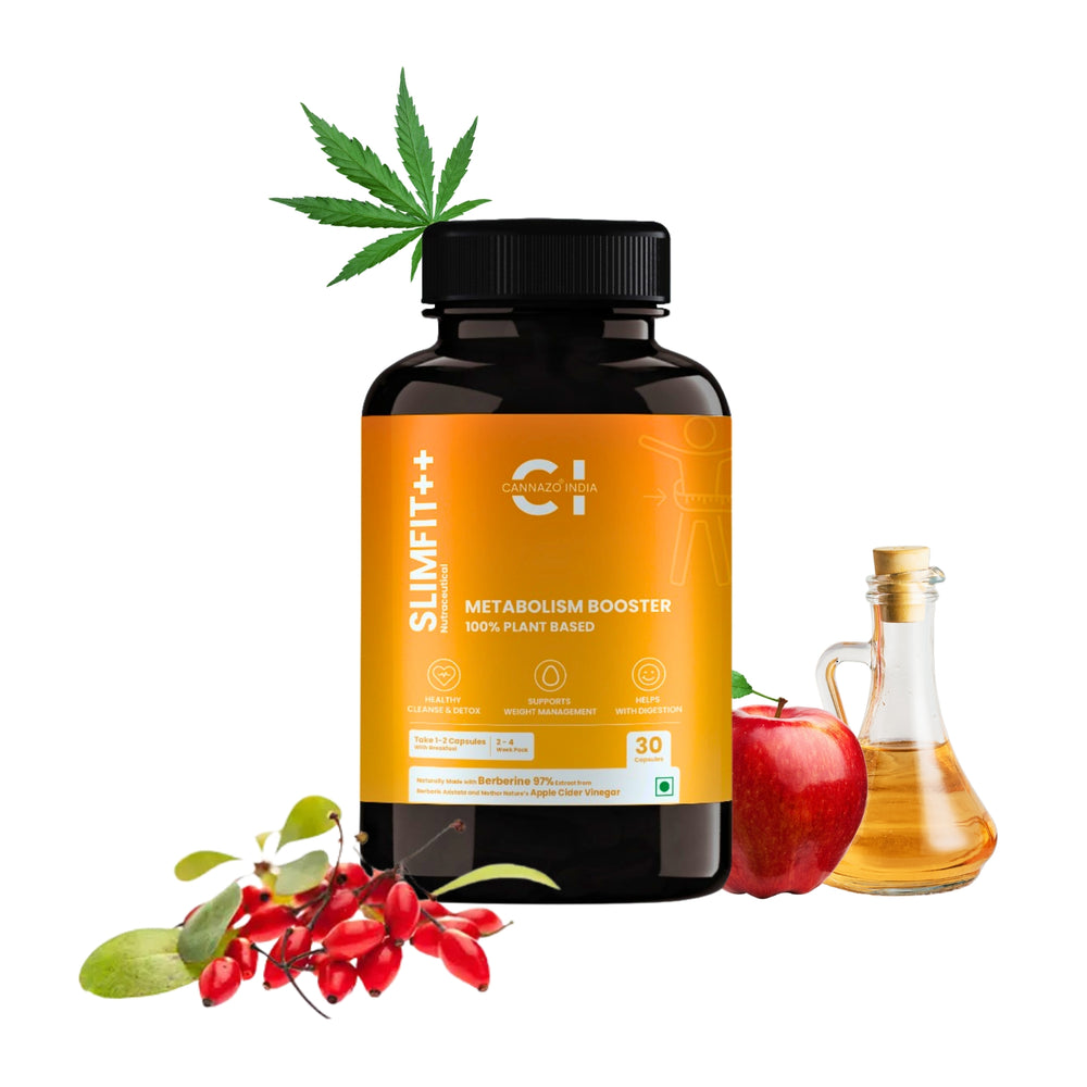 CannazoIndiaSlim Fit++ | Natural Weight Management Supplement | Supports Metabolism, Appetite Control & Digestion | 30 Capsules