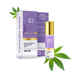 CannazoIndiaSinus Aid Roll-On | Natural Essential Oil Blend for Sinus Relief | Eucalyptus, Vijaya Leaf Extract and Lemongrass | Easy-to-Use Aromatherapy Roll-On for Nasal Congestion | 10ml