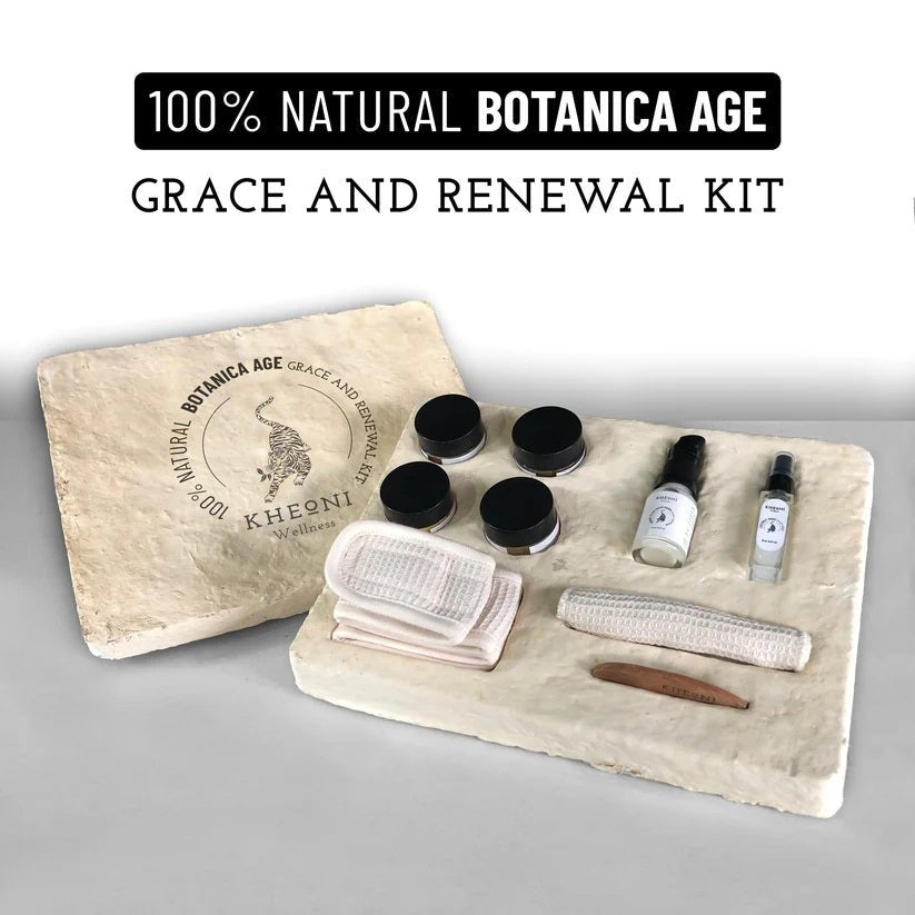 100% Natural Botanica Age Grace & Renewal Kit, Skin Brightening Facial Kit for Glowing Skin & Anti - Aging | Face Cream, Cleanser, Face Pack, Scrub, Mist, AloeVera Gel and Accessories - Suspire