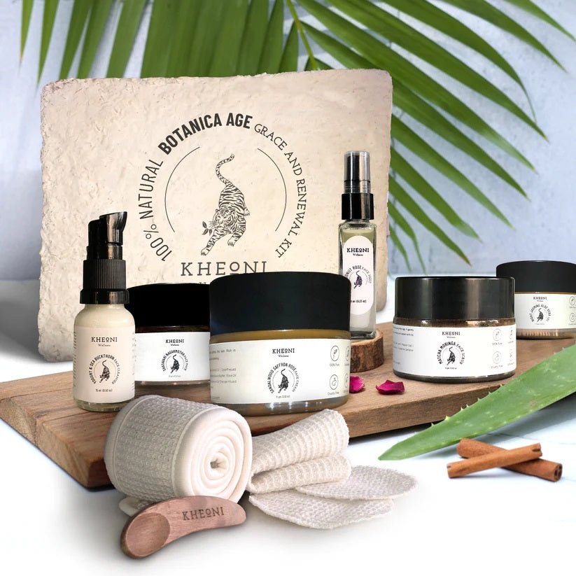 100% Natural Botanica Age Grace & Renewal Kit, Skin Brightening Facial Kit for Glowing Skin & Anti - Aging | Face Cream, Cleanser, Face Pack, Scrub, Mist, AloeVera Gel and Accessories - Suspire